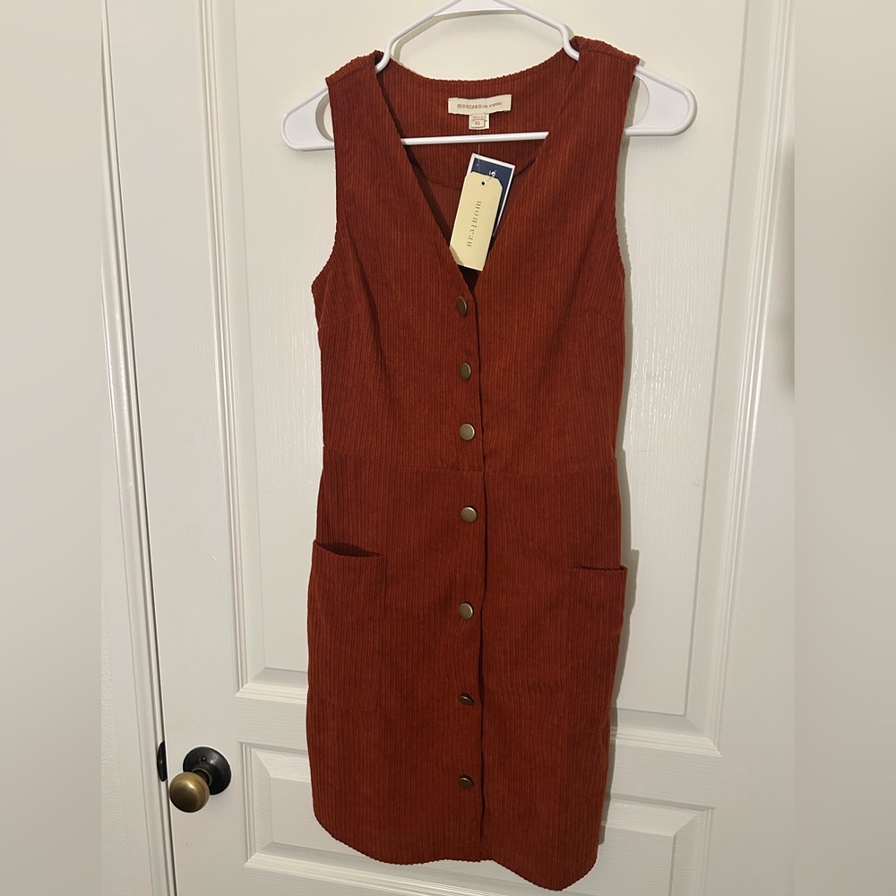 SIZE XS Monteau dark orange overalls dress nwt